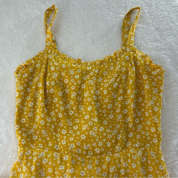 Dress Forum Golden Floral Ruffled Seersucker Zip Mini Sundress Size S - Picture 4 of 12